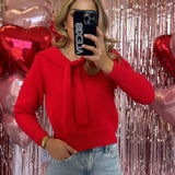 RED NECK TIE SWEATER