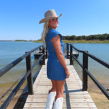 Denim Scalloped Detail Button Dress