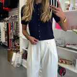 Cream High Waisted Pleated Dress Pants