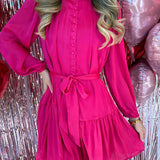 PINK HARMONY GROOVER BUTTON UP MINI DRESS  (size XL left)