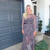 Leopard Animal Print Mesh Maxi Dress