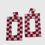 MAROON + WHITE CHECKERED EARRINGS