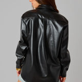 Buddy Love Brielle Black Vegan Leather Button Up Top