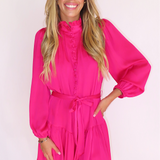 PINK HARMONY GROOVER BUTTON UP MINI DRESS  (size XL left)