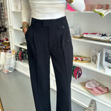 Black High Waisted Pleated Dress Pants