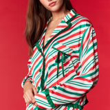CANDY CANE STRIPE SATIN PAJAMA SET