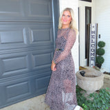 Leopard Animal Print Mesh Maxi Dress