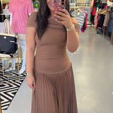 Brown Elina Drop Waist Maxi Dress