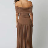 Brown Elina Drop Waist Maxi Dress