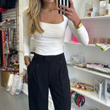 Black High Waisted Pleated Dress Pants