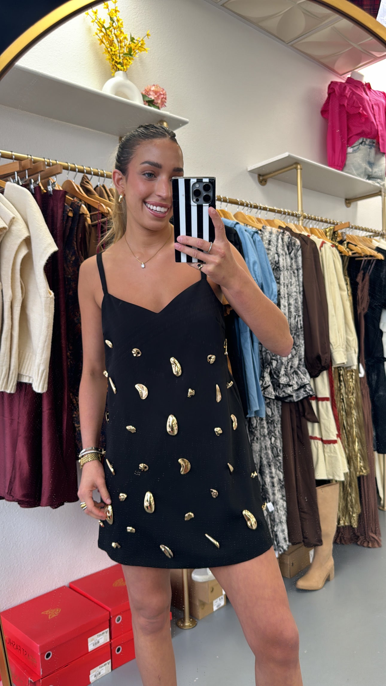 Black Embellished Mini Dress – Classy and Company