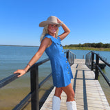 Denim Scalloped Detail Button Dress