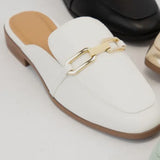 WHITE ELEANOR GOLDEN SLIP ON FLAT