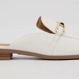 WHITE ELEANOR GOLDEN SLIP ON FLAT