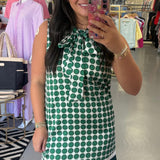 GREEN HEXAGON SILK TIE DRESS