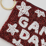 MAROON + WHITE GAMEDAY KEYCHAIN POUCH