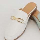 WHITE ELEANOR GOLDEN SLIP ON FLAT