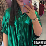 GREEN METALLIC COLLAR BUTTON DOWN