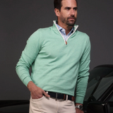 SEA GREEN LUXURY COTTON QUARTER ZIP SWEATER ( SIZE 3XL LEFT)