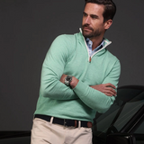 SEA GREEN LUXURY COTTON QUARTER ZIP SWEATER ( SIZE 3XL LEFT)
