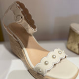 WHITE SCALLOPED CATALINA WEDGE
