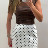 LBK WHITE POLKA DOT MINI SKORT