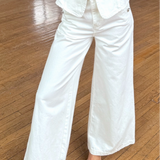 WHITE SOLID WOVEN PANT