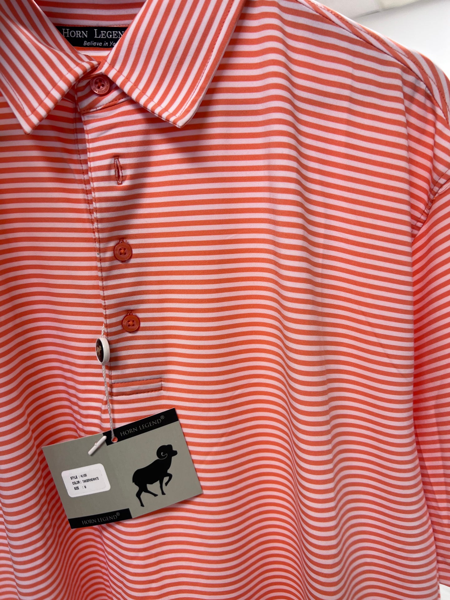 HORN LEGEND ORANGE AND WHITE STRIPED POLO