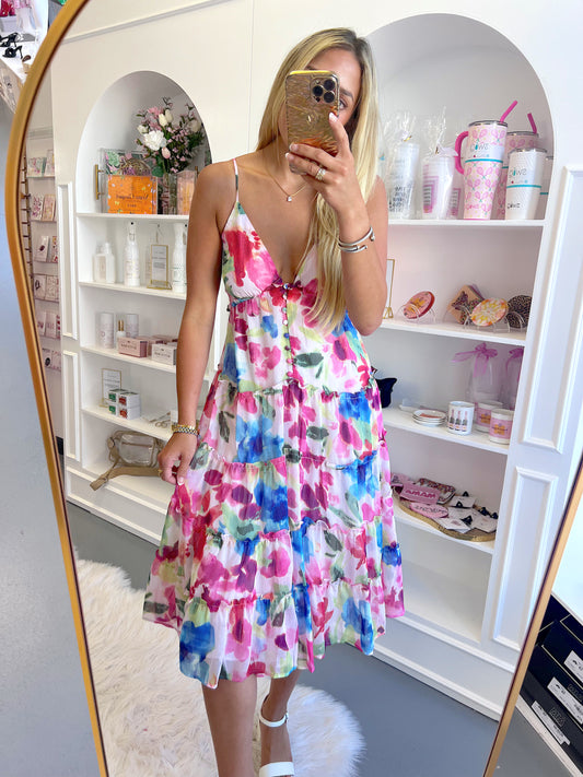 FLORAL BUTTON UP MIDI DRESS