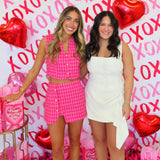 Pink Houndstooth Button Set