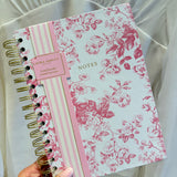 Laura Ashley Spiral Journal - Garden Blooms Pink Toile - 6x8