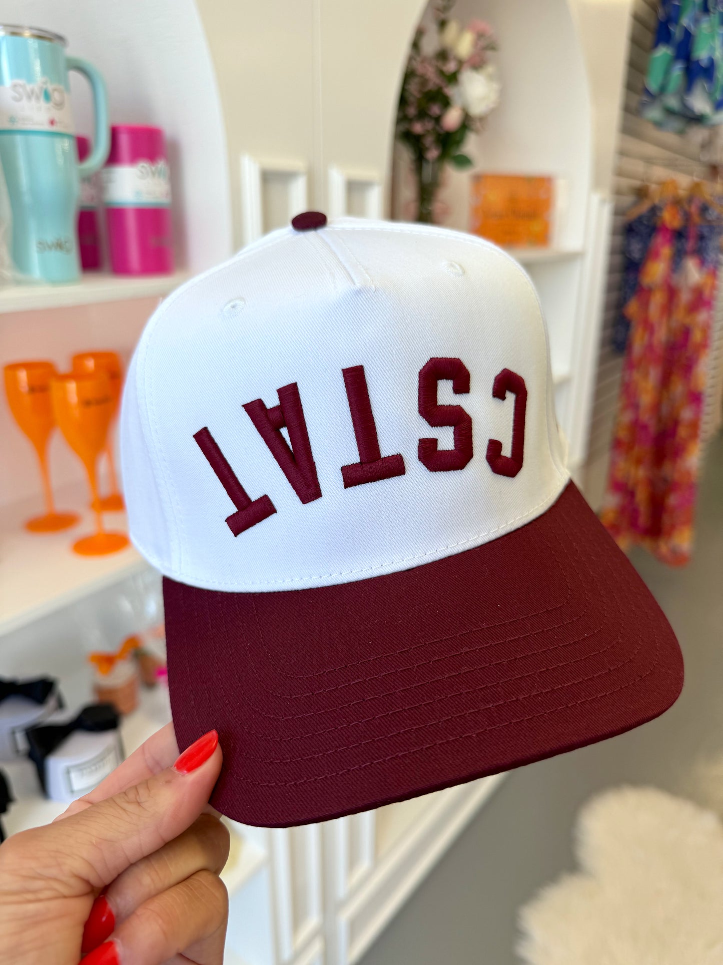 VINTAGE MAROON UPSIDE DOWN CSTAT HAT