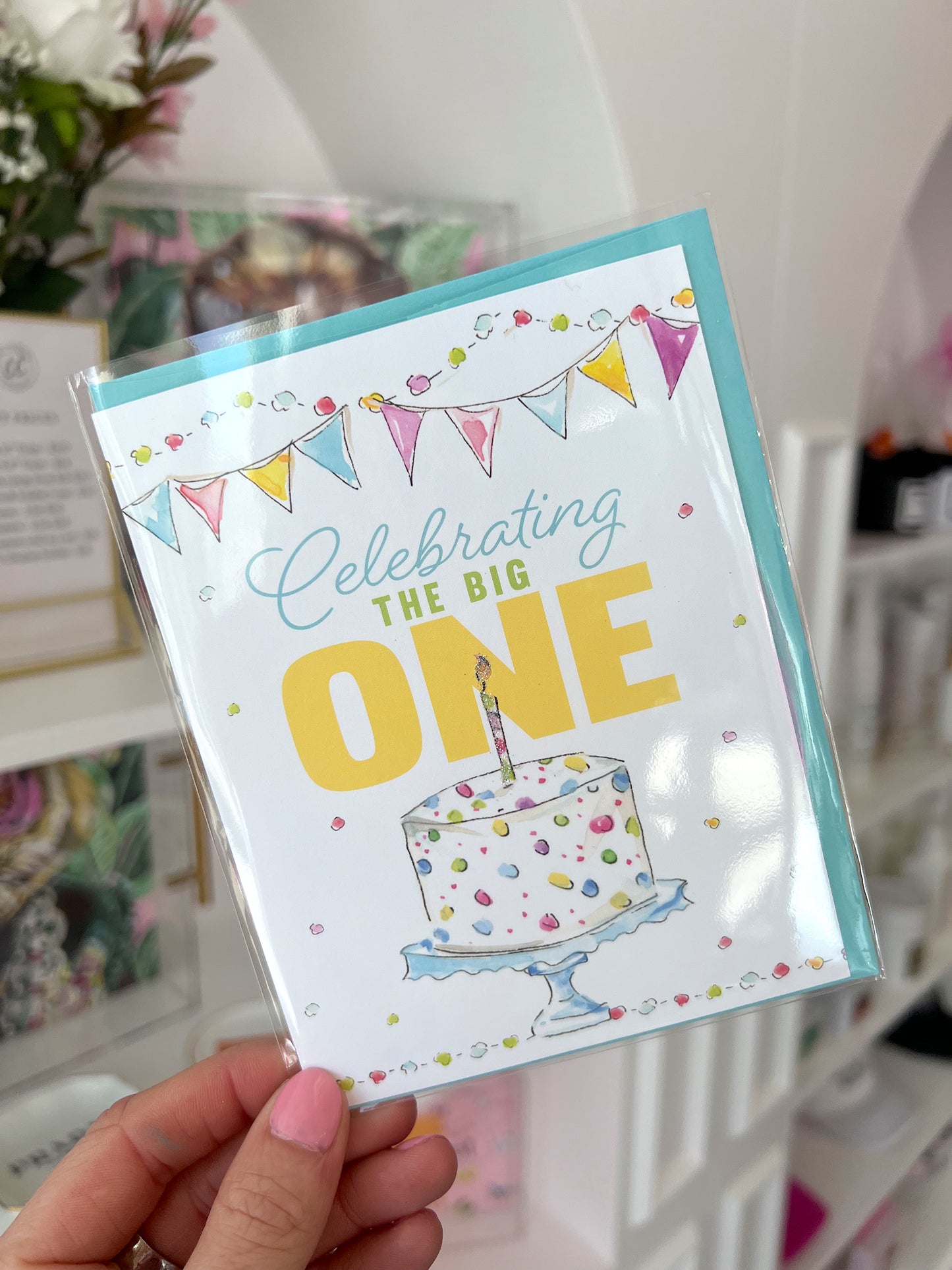 CELEBRATING THE BIG ONE CAKE CARD