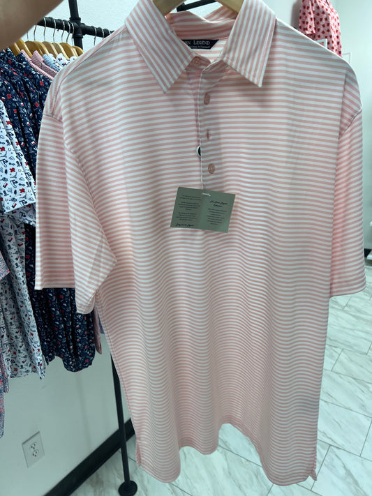 HORN LEGEND PINK AND WHITE STRIPED POLO