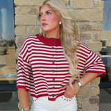 BURGUNDY NATALIA STRIPE LOOSE TOP