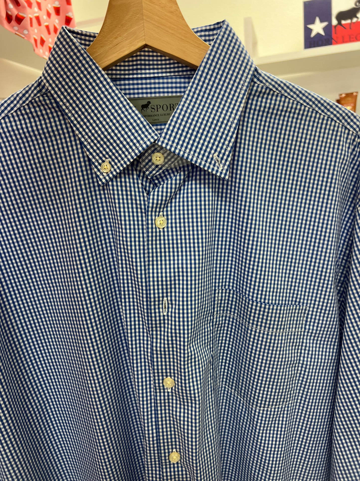 HORN LEGEND BLUE/ WHITE CHECKERED LONGSLEEVE POLO