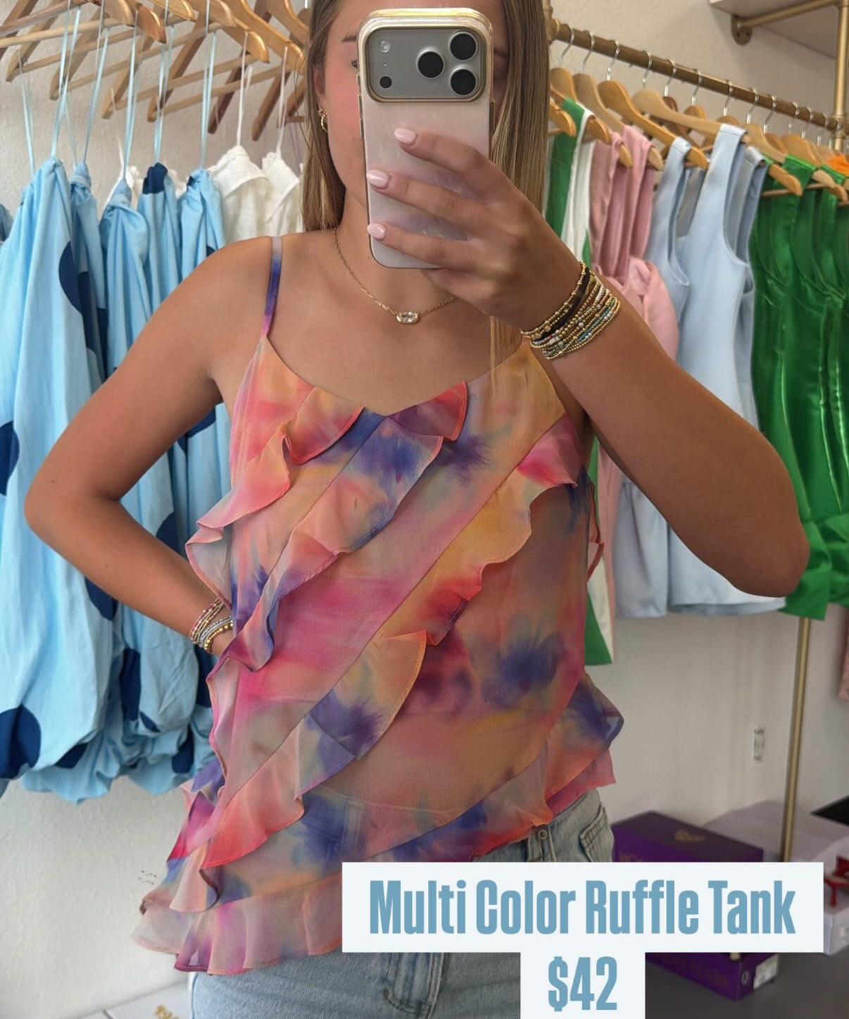 MULTI COLOR RUFFLE TANK