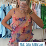 MULTI COLOR RUFFLE TANK
