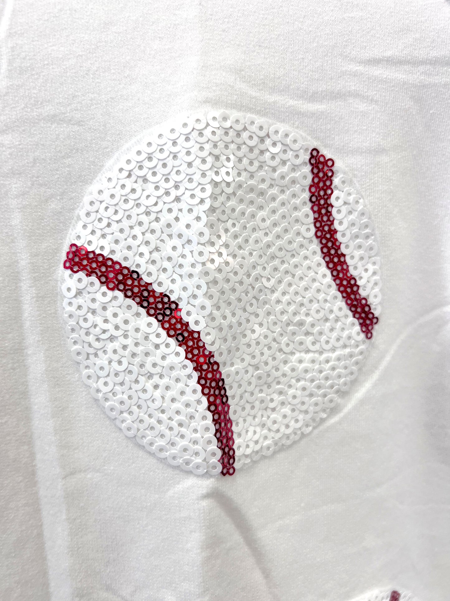 WHITE SEQUIN BASEBALL LONGSLEEVE