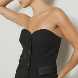 BLACK STRAPLESS SWEETHEART BUSTIER TOP