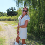 OATMEAL BUTTON UP T SHIRT DRESS