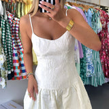 Cream Jacquard Bubble Hem Dress