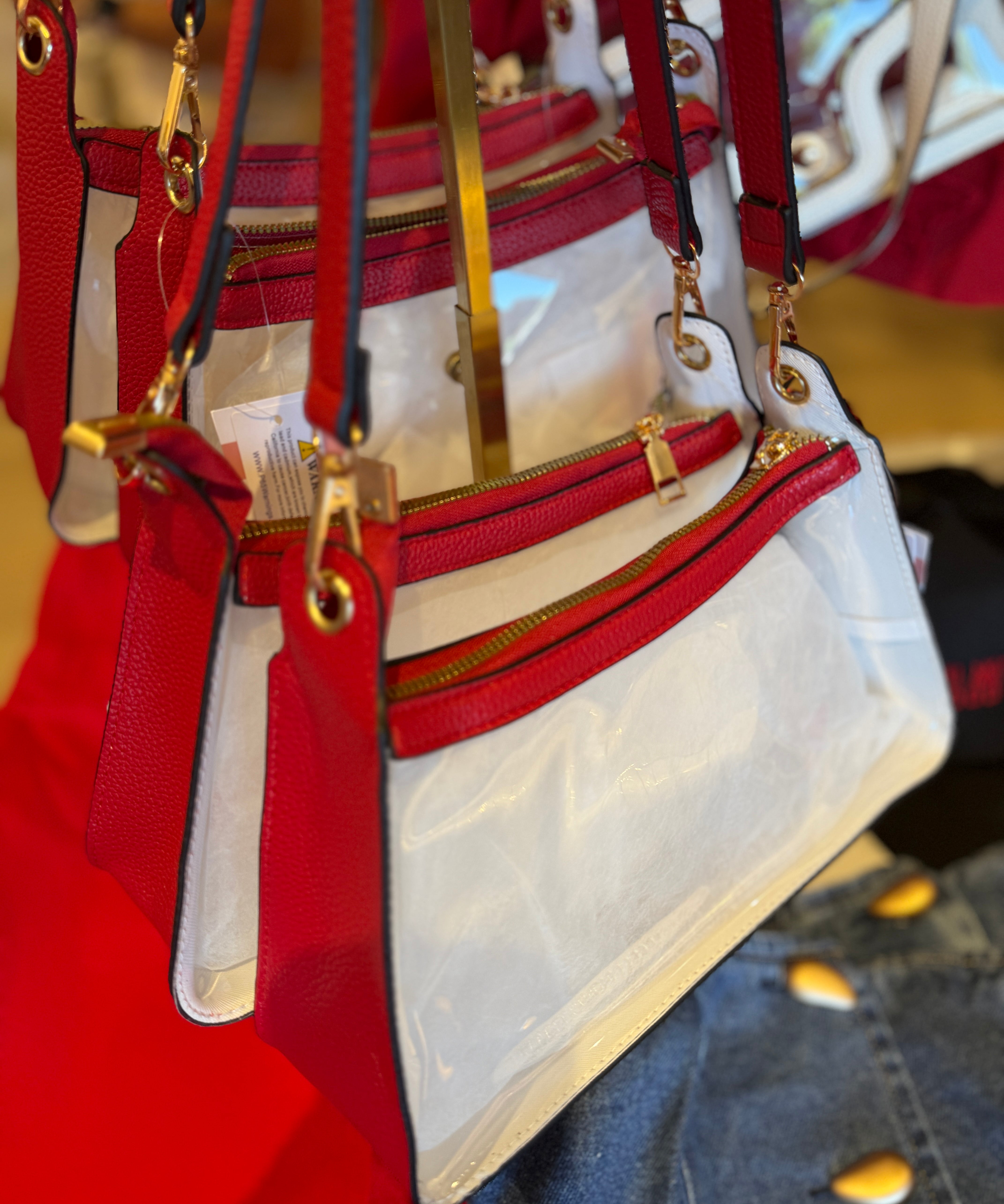 RED GAMEDAY CLEAR SATCHEL BAG