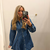 DENIM LONG SLEEVE BUTTON DRESS