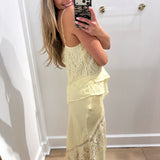 YELLOW LACE TANK AND MIDI SKIRT SET
