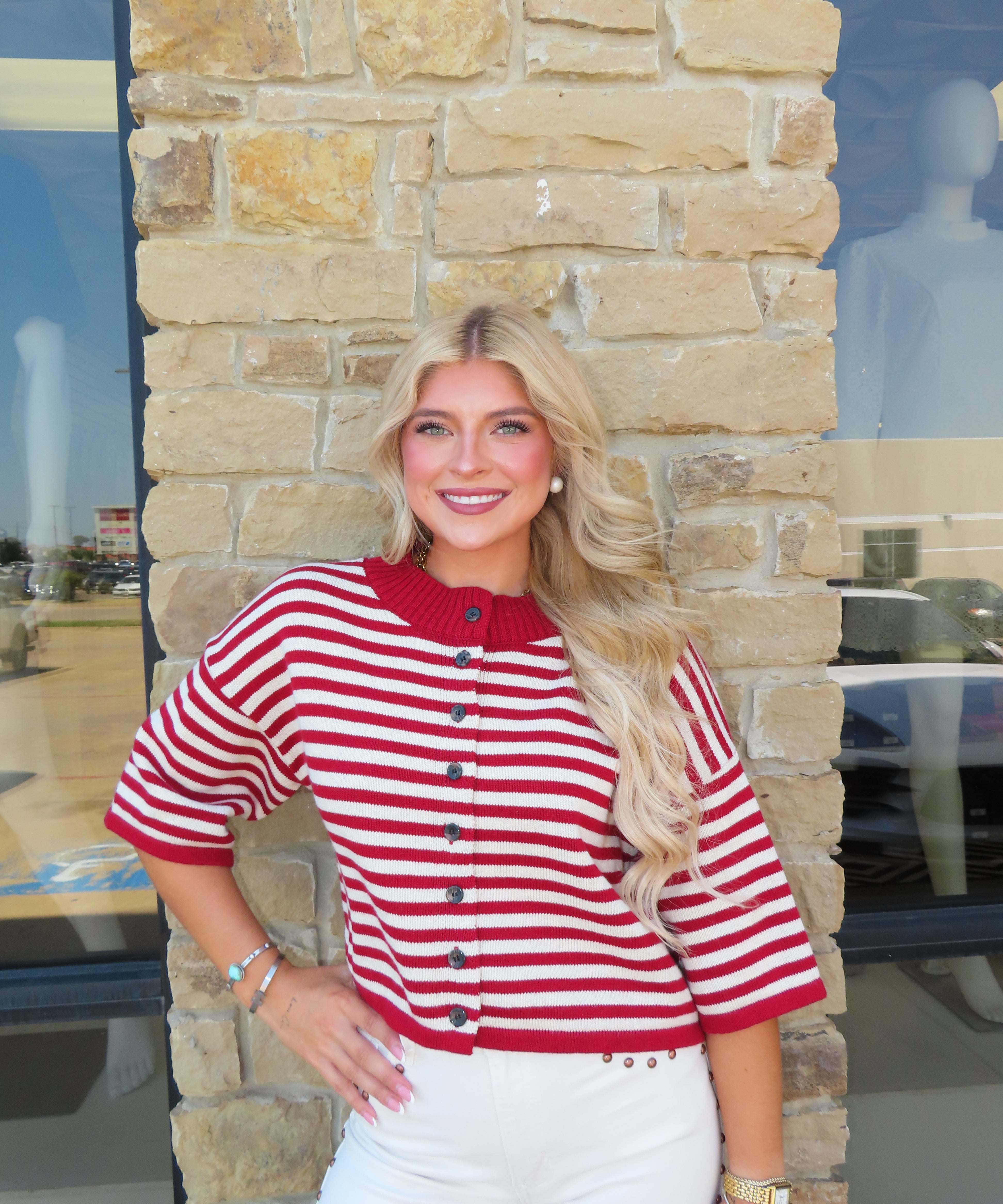 BURGUNDY NATALIA STRIPE LOOSE TOP