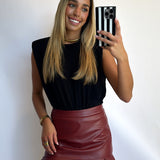 BURGUNDY RUFFLE HEM SKIRT