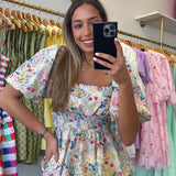 FLORAL PRINT PUFF SLEEVE TOP