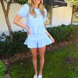 BABY BLUE PLAID RUFFLE SET