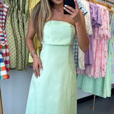 Pistachio Strapless Linen Maxi Dress